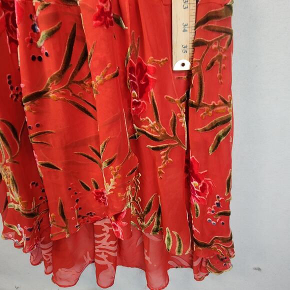 Gala Collection Red Floral Velvet Burnout Dress  Women’s SZ M Vintage 1990’s - Picture 11 of 15
